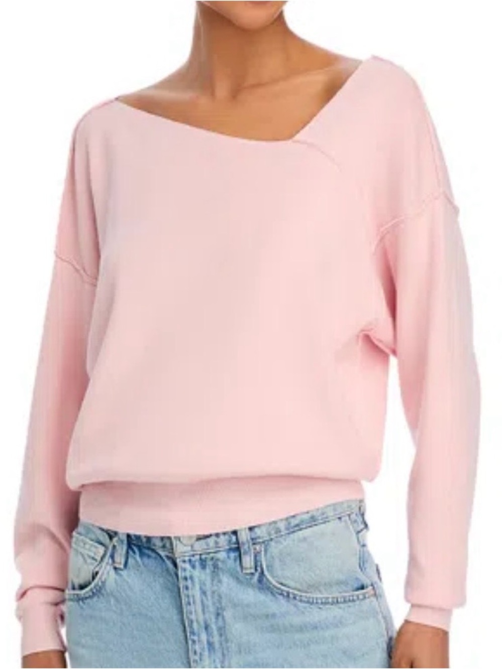 Line & Dot Favorite Geometric Neck Sweater in Pale Pink size S